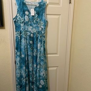 Light blue floral sleeve less dress